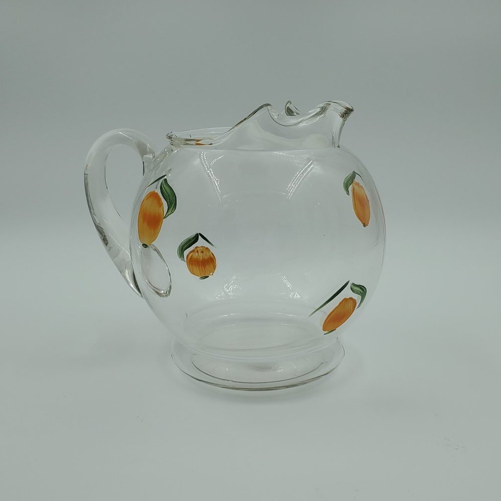 Round Glass Juice Pitcher, Carafe, Decanter Orange Juice